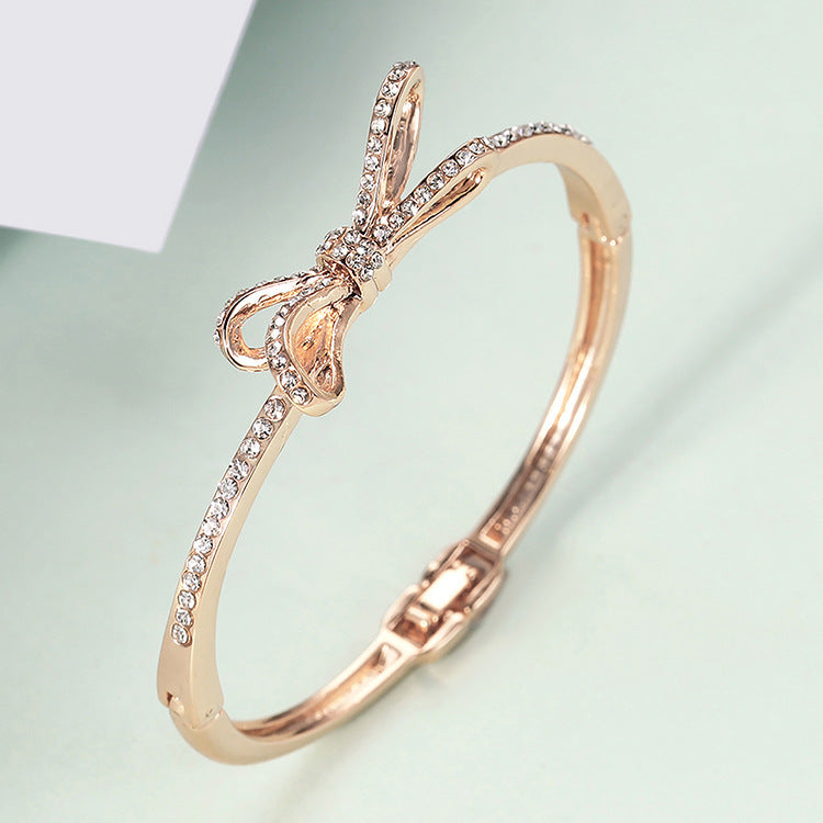 BRACELET -  Diamonds, Bows, Rose Gold Alloy