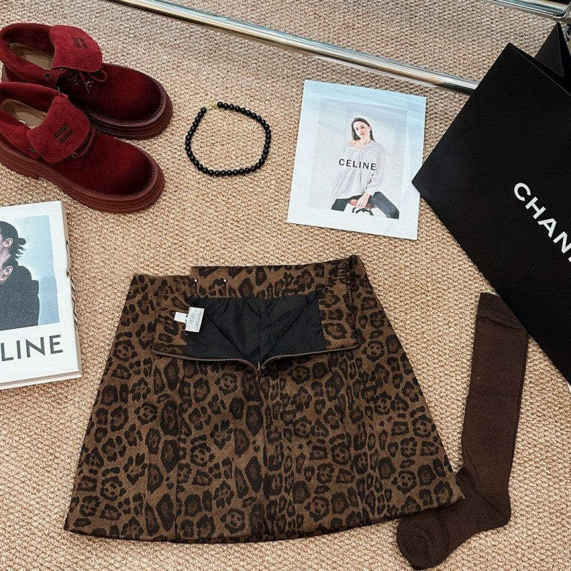 Leopard Print Western Style Short Skirt