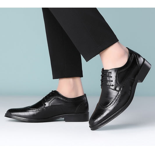 Block Carved Casual Leather Shoes