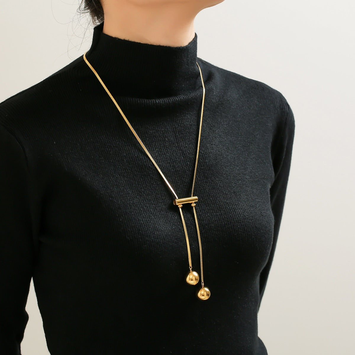 18K Gold-Plated Titanium Steel Bead Necklace