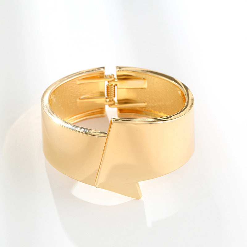 BRACELET -  Elegant Wide Side Cross Symmetrical Spring