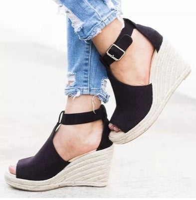 Buckle Wedge Sandals