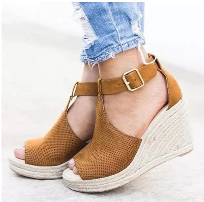 Buckle Wedge Sandals