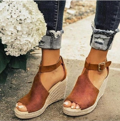 Buckle Wedge Sandals