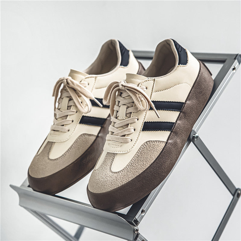 All-matching PU Leather Flat Sneakers for Men's