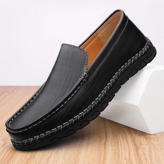 Men's Leather Round Toe Casual Shoes Breathable Soft Bottom