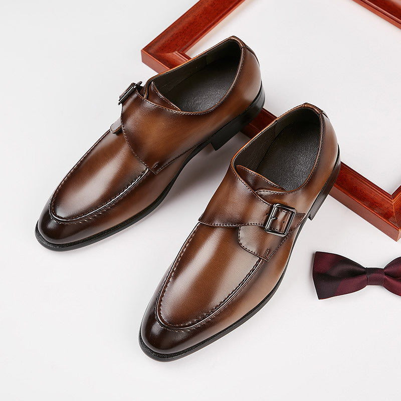 British Style Buckle Business Leather Shoes