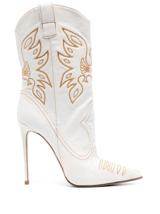 Chic Stiletto Denim & PU Western Women's Boots