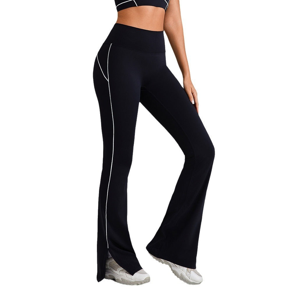 High Waist Tight Nude Feel Hip Lifting Yoga Bell-bottom Pants
