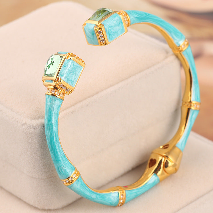 BRACELET - High Quality Enamel Glaze Hand Painted Pearlescent Bamboo Bracelet