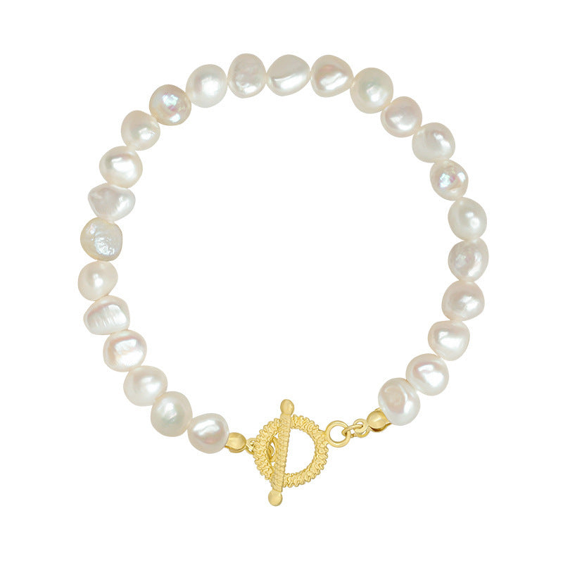 BRACELET - Freshwater Exquisite Baroque With Real Gold Plated Pearl