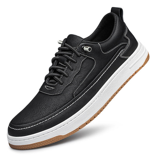 Men's Cowhide Board Shoes Thick Bottom Trendy Flat Handmade Sewing