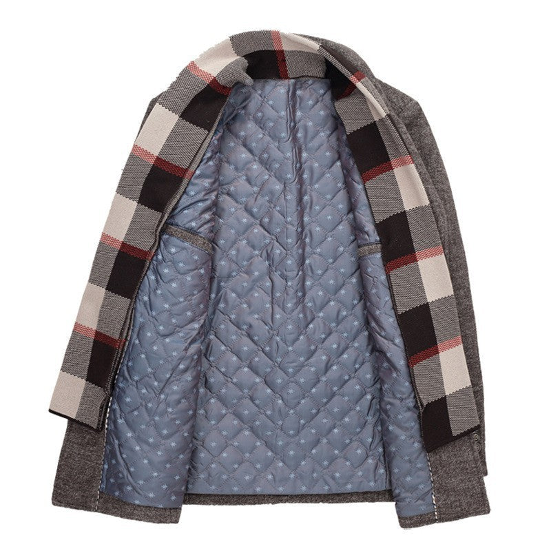 British Fall Winter Woolen Coat Fashion Polo Collar Cotton Scarf