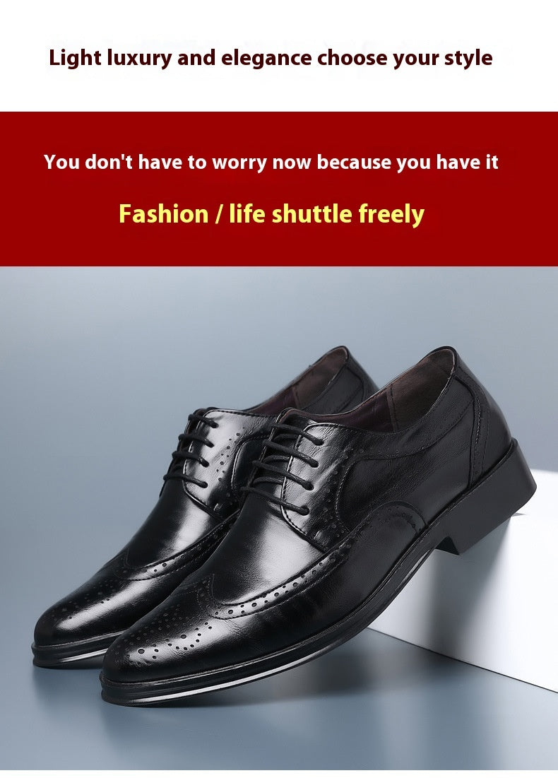 Block Carved Casual Leather Shoes