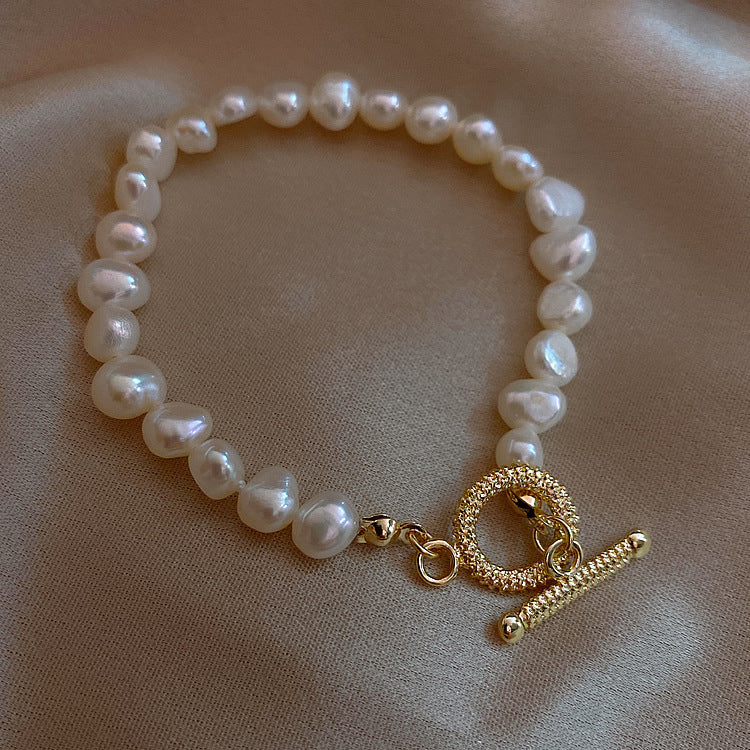 BRACELET - Freshwater Exquisite Baroque With Real Gold Plated Pearl