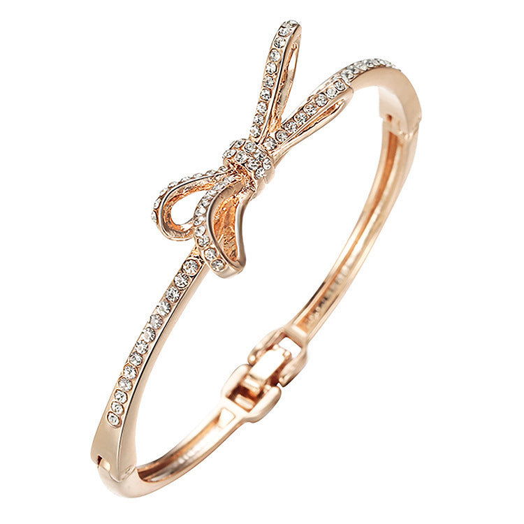 BRACELET -  Diamonds, Bows, Rose Gold Alloy