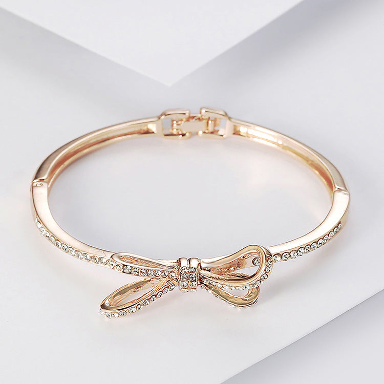 BRACELET -  Diamonds, Bows, Rose Gold Alloy