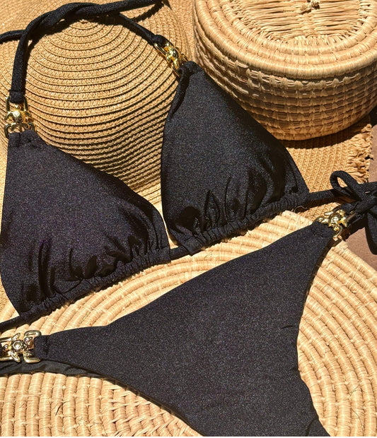 Brilliant Black Semi-Thong Set