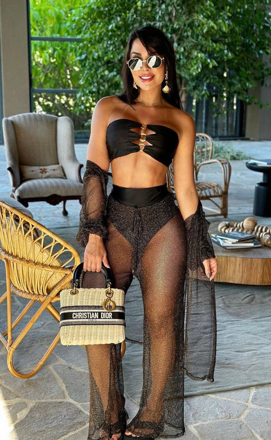 MILAN - Black and Gold Cover-up Set