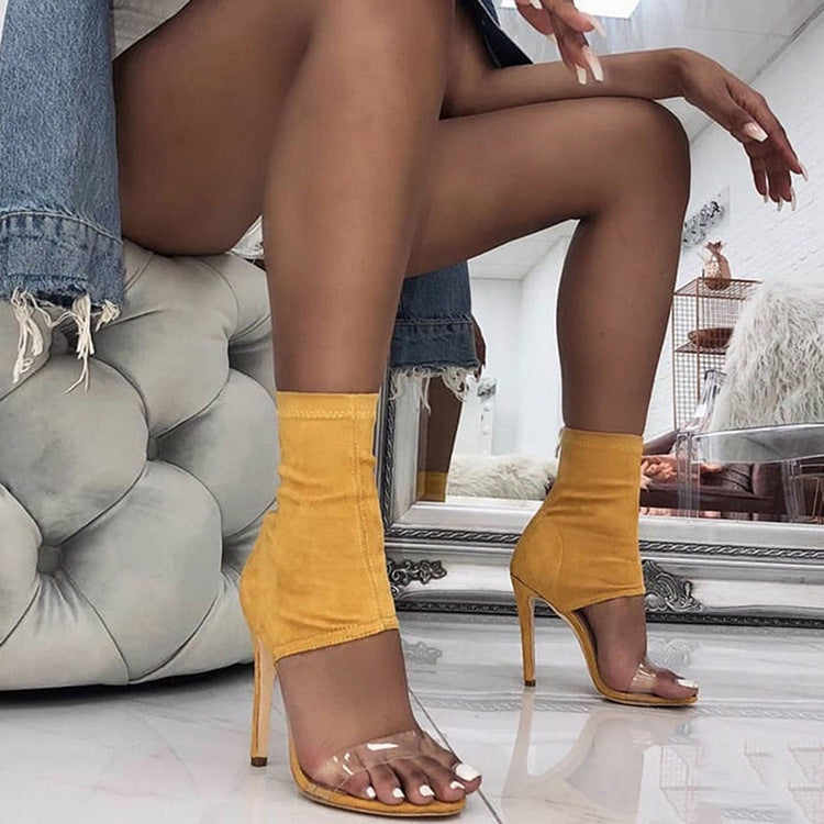 Back Zipper Stiletto Heel Sandals