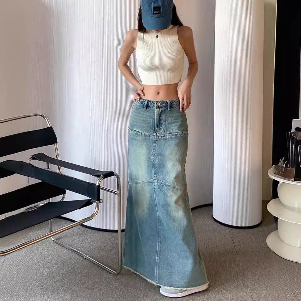Fashion Denim Skirt Slimming Sheath