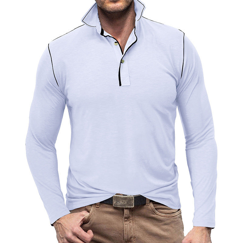 European Men's Henley Shirt Lapel
