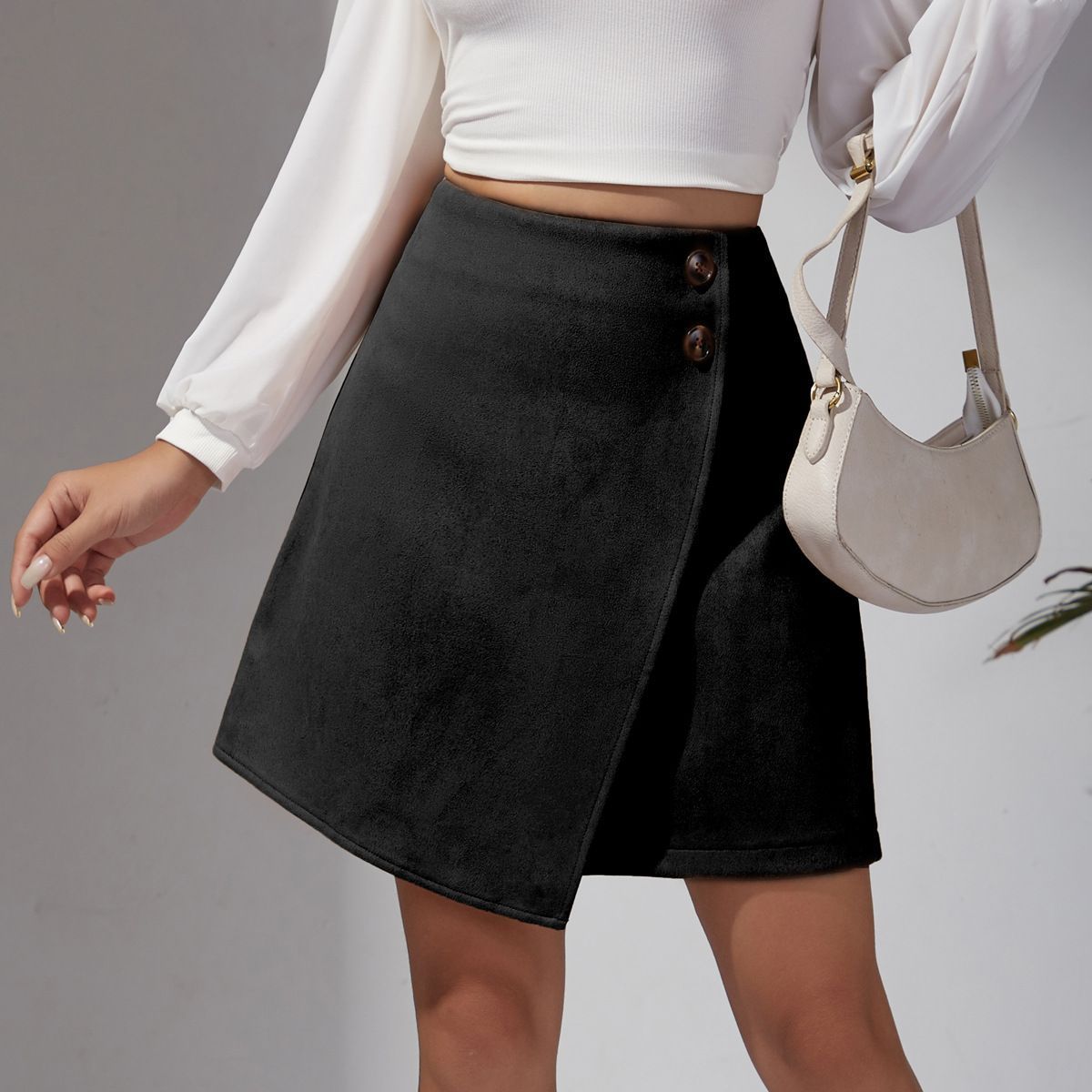 Autumn And Winter Suede Irregular Skirt