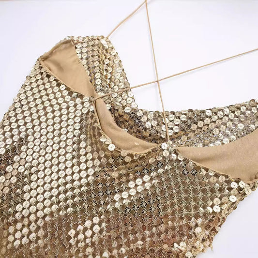 ALINA - Sexy Sequined Swing Collar Sling Dress