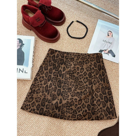 Leopard Print Western Style Short Skirt