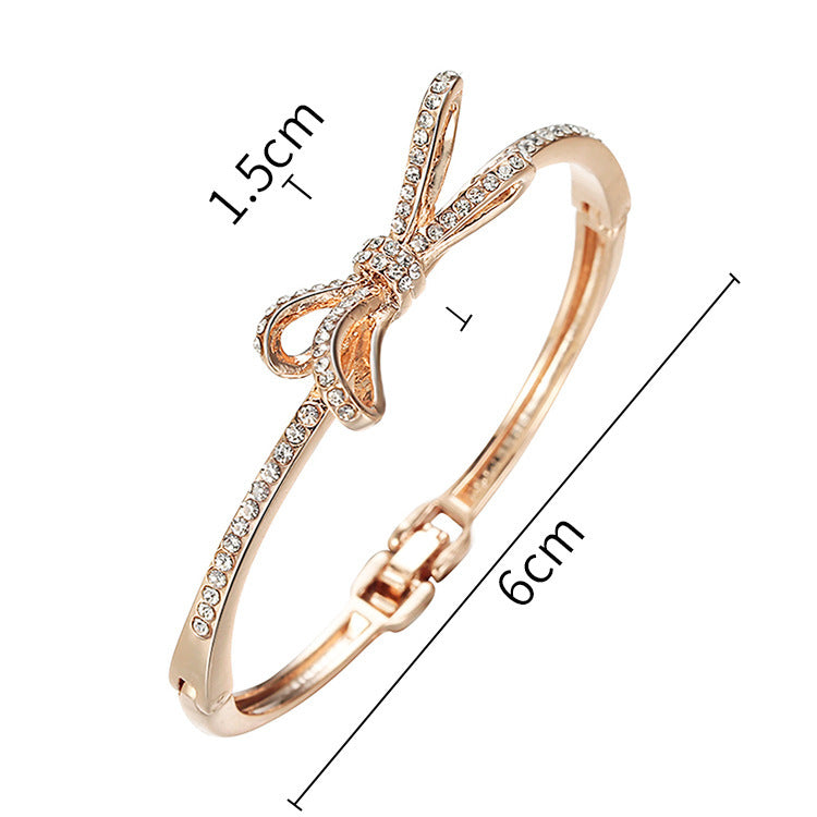 BRACELET -  Diamonds, Bows, Rose Gold Alloy