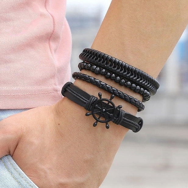 BRACELET - Vintage Leather Leaf Bangle Wristband Bracelet For Men and Woman