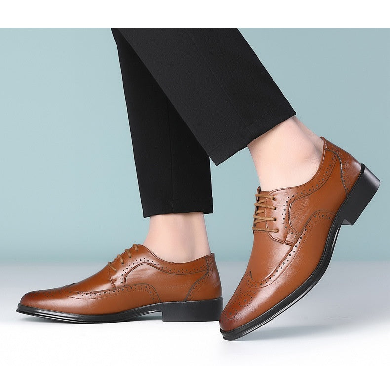 Block Carved Casual Leather Shoes