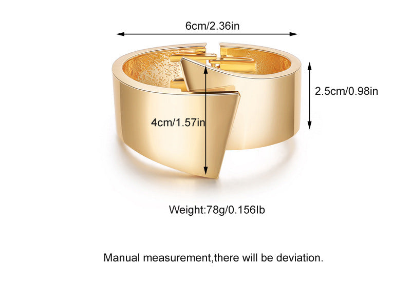 BRACELET -  Elegant Wide Side Cross Symmetrical Spring