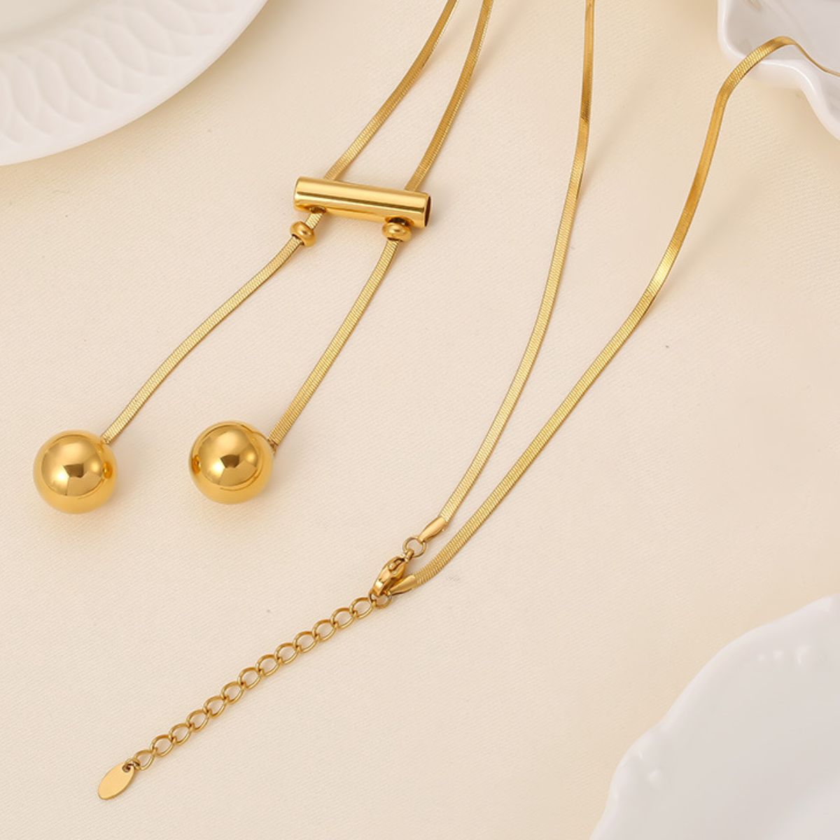 18K Gold-Plated Titanium Steel Bead Necklace