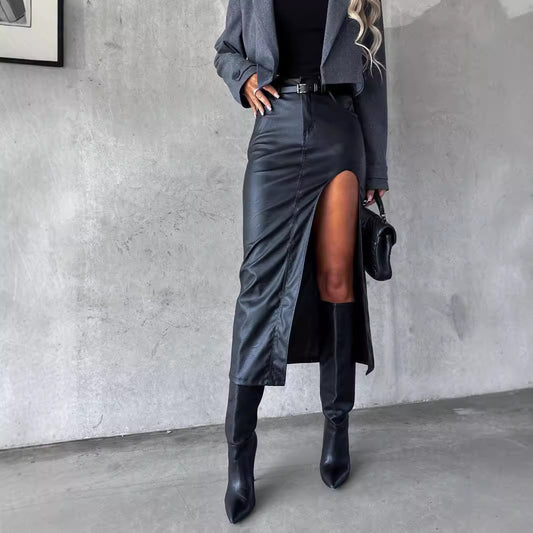 British Fashion High Slit Skirt