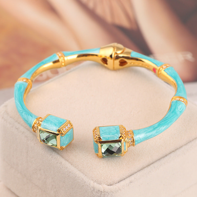 BRACELET - High Quality Enamel Glaze Hand Painted Pearlescent Bamboo Bracelet