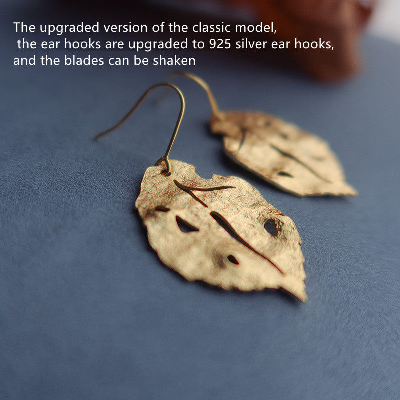EARRINGS - Frosty Frosted Gold Leaf Stud