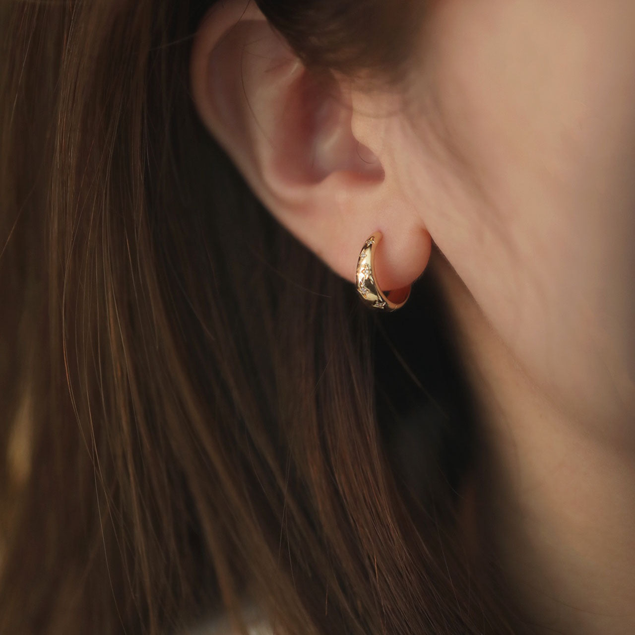 EARINGS - Versatile Literary And Creative Sparkling Star S925 Silver Hoop