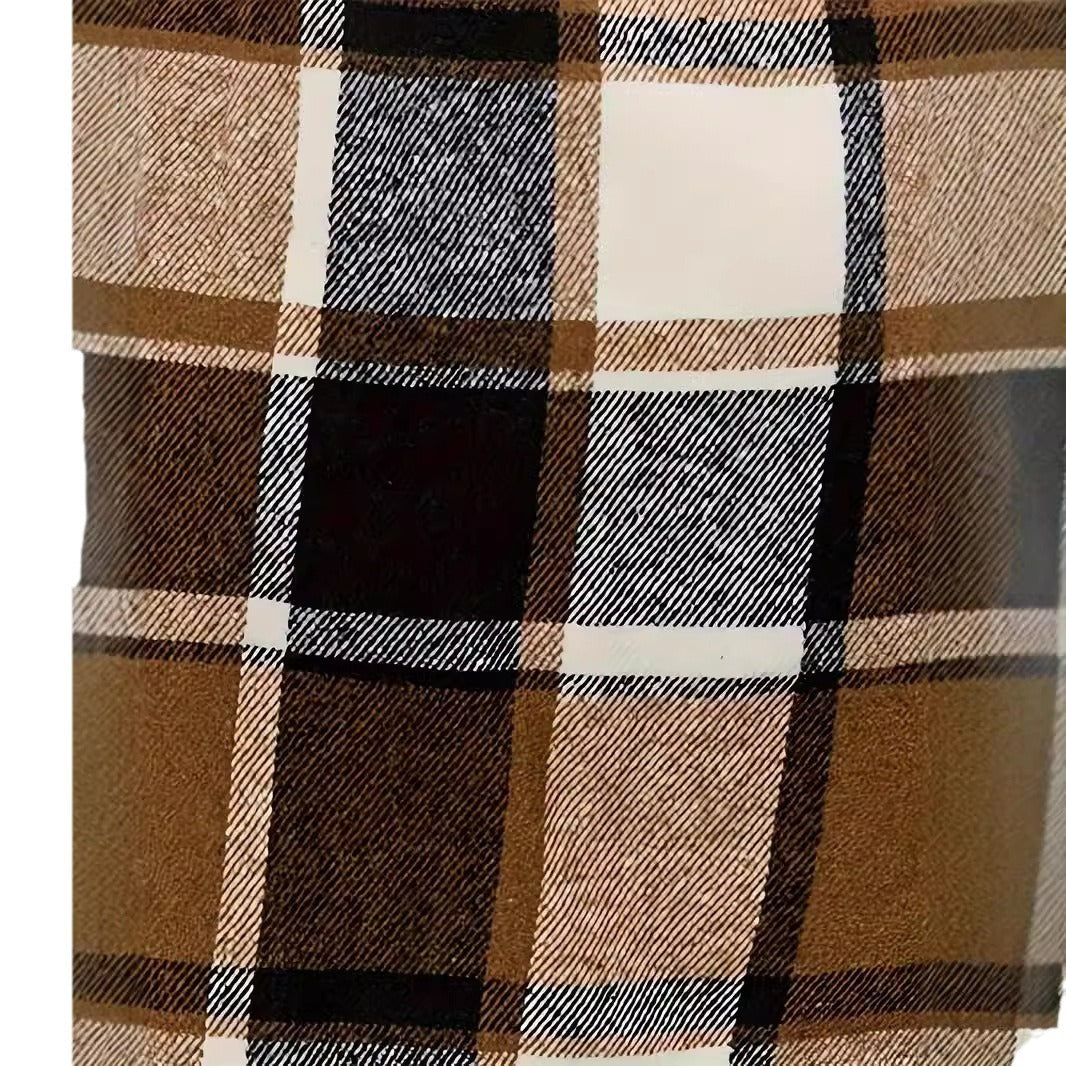 Patchwork Plaid Belt Casual Short Skirt