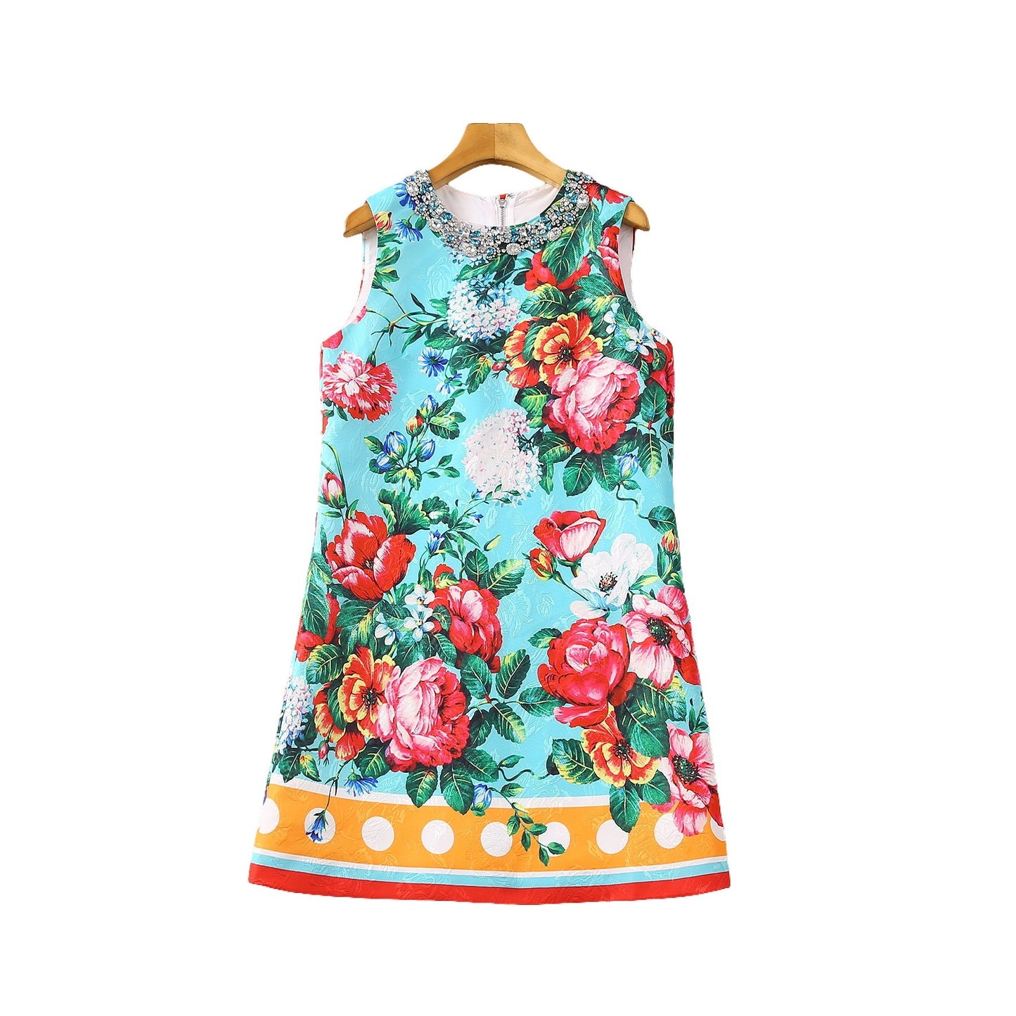 OLGA - Floral Printed Beaded Dress