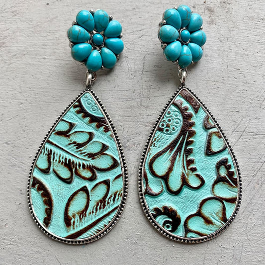EARRINGS - Turquoise Flower Teardrop