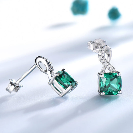EARRINGS - Emerald Drop With Diamonds