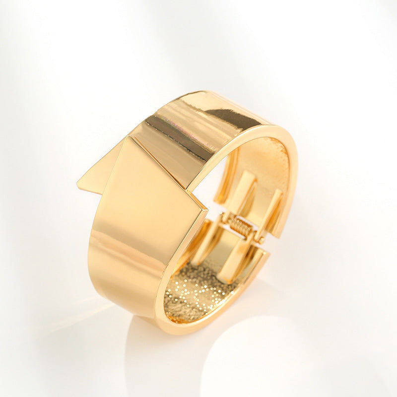 BRACELET -  Elegant Wide Side Cross Symmetrical Spring