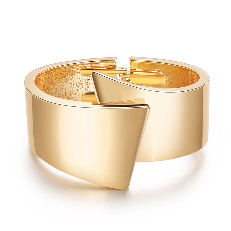 BRACELET -  Elegant Wide Side Cross Symmetrical Spring