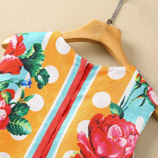 OLGA - Floral Printed Beaded Dress