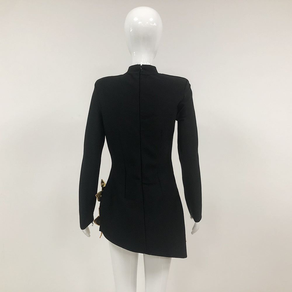 GRAZZIE - Mesh Splicing Flowers Bandage Mini Dress