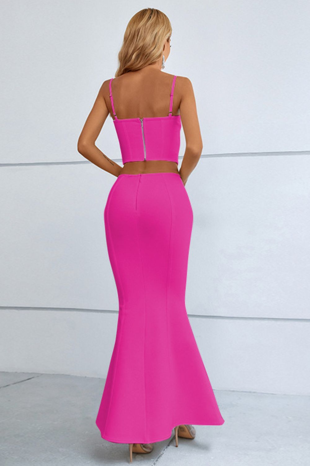 VICTORIA - Cut-out Seam Detail Cami and Fishtail Skirt Set