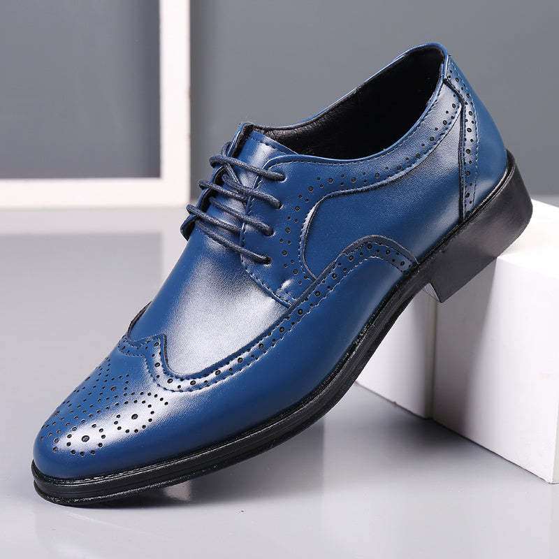 Block Carved Casual Leather Shoes