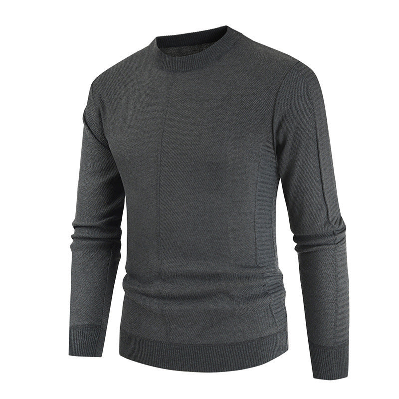 Solid Round Neck Pullover Casual Sweater