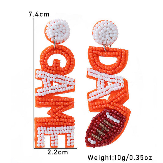 EARRINGS - Fashion Letter Rugby Creative All-match Sports Style Handmade Bead Eardrop